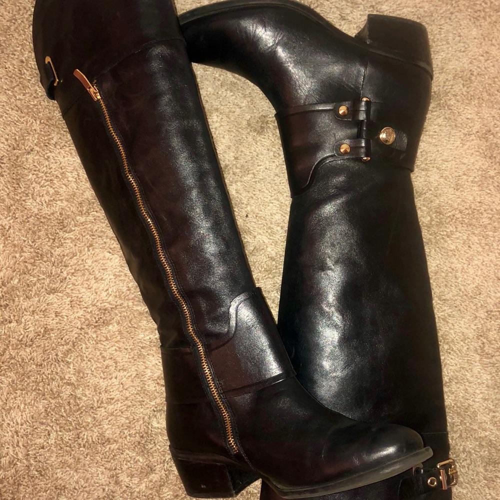 Vince Camuto Brooklee Black leather tall boots